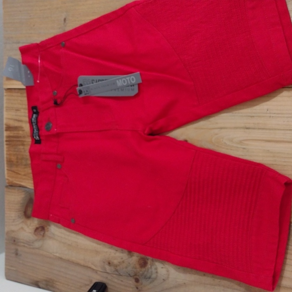 Sacred Crown Vintage Red Moto Denim Shorts NWT Boys Size 16